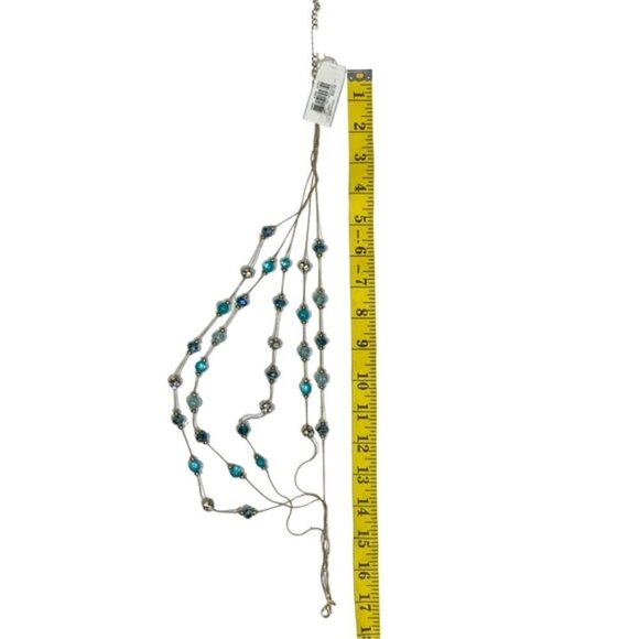 Glass Bead Crystal Necklace Cascade 5 Layer Faceted Sparkly By M. Haskell Blues - Picture 3 of 16